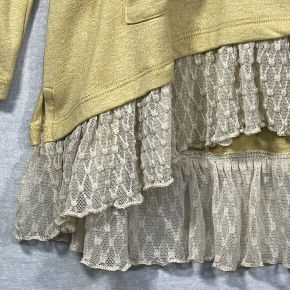 LOGO Lori Goldstein Topper Cardigan Sweater Women Size XS Yellow Hi-Lo Hem - Picture 15 of 16